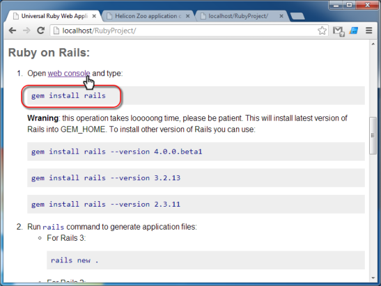 Ruby on Rails installation